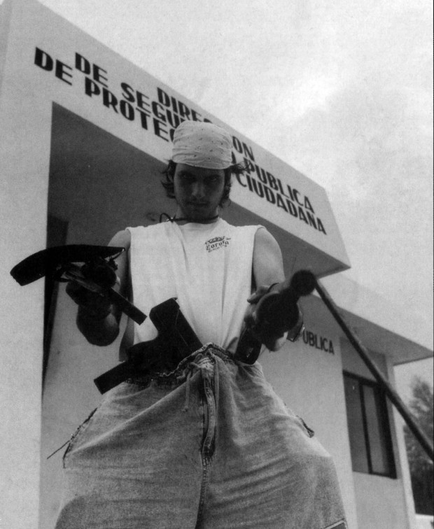 Robert Rodriguez while filming "El Mariachi" (circa 1991).